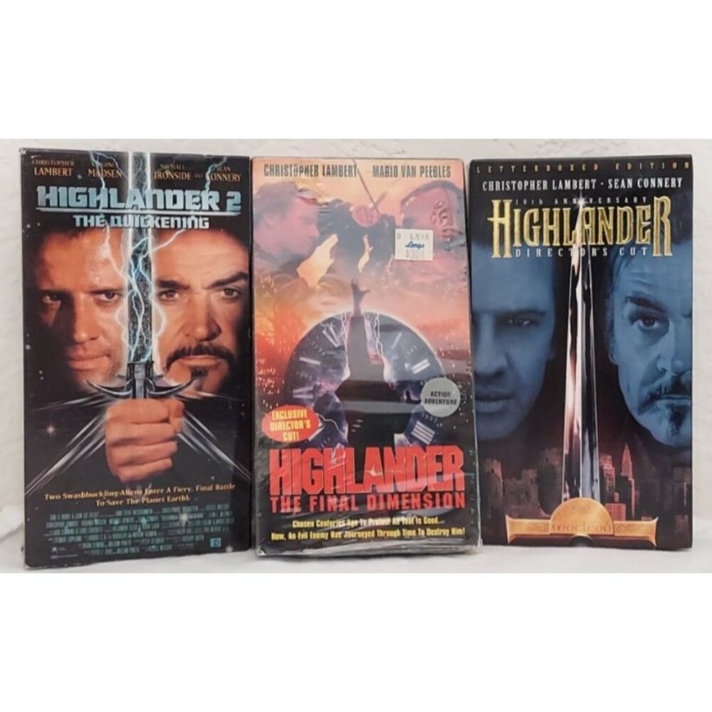 Highlander 10th Anniversary Highlander 2 & Highlander Final Dimension VHS Bundle